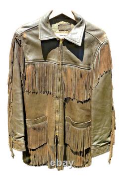 Vintage 1960s-70s Western Fringe Leather Jacket-R. Runningen Fergus Falls Minn