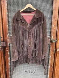 Vintage 1960s-70s suede Western fringe jacket outlaw / frontier style