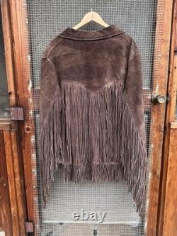 Vintage 1960s-70s suede Western fringe jacket outlaw / frontier style
