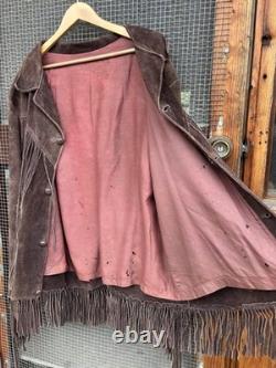 Vintage 1960s-70s suede Western fringe jacket outlaw / frontier style