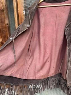 Vintage 1960s-70s suede Western fringe jacket outlaw / frontier style