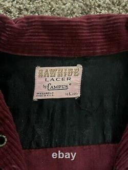 Vintage 1960s Campus Rawhide Lacer Lace Up Corduroy Western Shirt -L