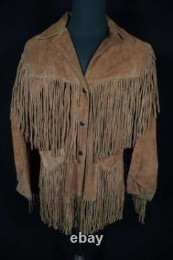 Vintage 1970's Brown Heavy Woman's Western Fringe Jacket Size Large VG Condition