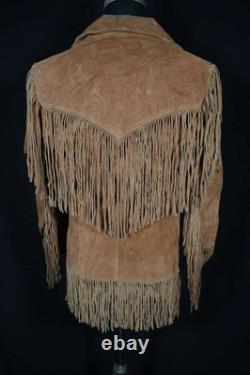 Vintage 1970's Brown Heavy Woman's Western Fringe Jacket Size Large VG Condition