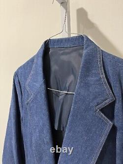 Vintage 1970's Lee Western Jean Blazer Jacket Rockabilly Size 42R Denim Blue