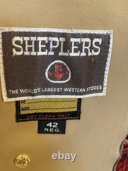 Vintage 1970's Sheplers Rayon Western Trench Coat With Plaid Lining 42R