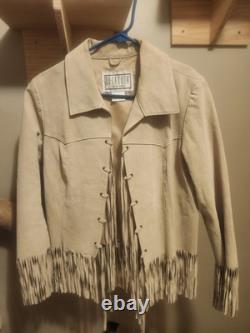 Vintage 1970s/80s BB Dakota Women's Fringe Tan Leather Jacket Size LG