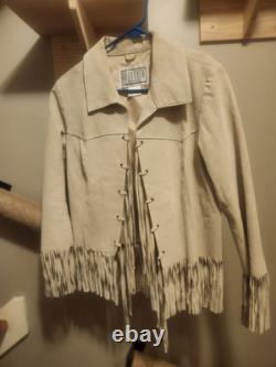 Vintage 1970s/80s BB Dakota Women's Fringe Tan Leather Jacket Size LG