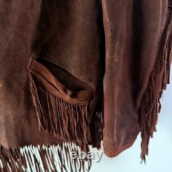 Vintage 1970s Brown Suede Leather Fringe Western Jacket Ranch L