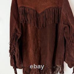 Vintage 1970s Brown Suede Leather Fringe Western Jacket Ranch L