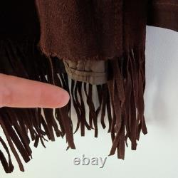 Vintage 1970s Brown Suede Leather Fringe Western Jacket Ranch L
