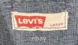 Vintage 1970s Levi's Big E Denim Shirt Orange Tab Size L Made in USA