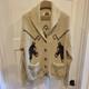 Vintage 1970s Miller Outer Wear Wester Large Cowichan Style Horse Knit Cardigan