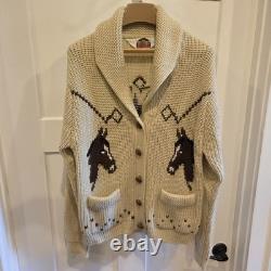Vintage 1970s Miller Outer Wear Wester Large Cowichan Style Horse Knit Cardigan