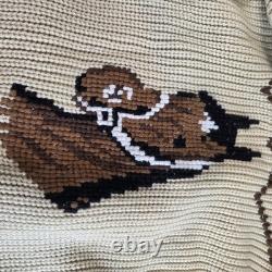 Vintage 1970s Miller Outer Wear Wester Large Cowichan Style Horse Knit Cardigan