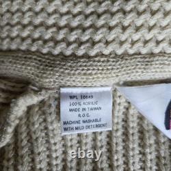 Vintage 1970s Miller Outer Wear Wester Large Cowichan Style Horse Knit Cardigan