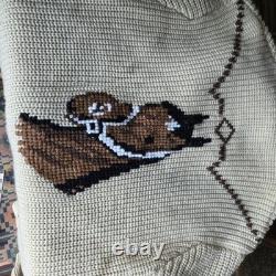 Vintage 1970s Miller Outer Wear Wester Large Cowichan Style Horse Knit Cardigan