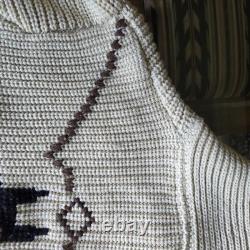 Vintage 1970s Miller Outer Wear Wester Large Cowichan Style Horse Knit Cardigan