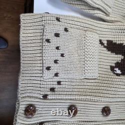 Vintage 1970s Miller Outer Wear Wester Large Cowichan Style Horse Knit Cardigan