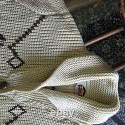 Vintage 1970s Miller Outer Wear Wester Large Cowichan Style Horse Knit Cardigan