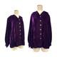 Vintage 1970s Purple Velvet Silver Concho W Turquoise Button Long Sleeve Top