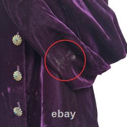 Vintage 1970s Purple Velvet Silver Concho W Turquoise Button Long Sleeve Top
