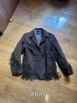 Vintage 1970s Reed Sportswear Brown Suede Fringe Western Jacket Cowboy Leather M