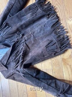 Vintage 1970s Reed Sportswear Brown Suede Fringe Western Jacket Cowboy Leather M