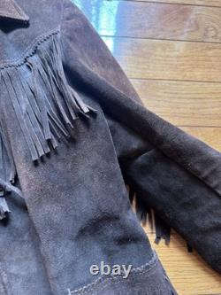 Vintage 1970s Reed Sportswear Brown Suede Fringe Western Jacket Cowboy Leather M