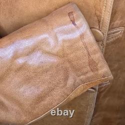Vintage 1970s Tan Genuine Leather Western Blazer Coat Made in Mexico 44 Tijuana