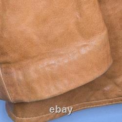 Vintage 1970s Tan Genuine Leather Western Blazer Coat Made in Mexico 44 Tijuana