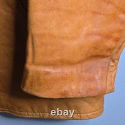Vintage 1970s Tan Genuine Leather Western Blazer Coat Made in Mexico 44 Tijuana