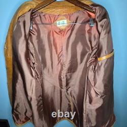 Vintage 1970s Tan Genuine Leather Western Blazer Coat Made in Mexico 44 Tijuana