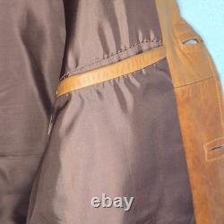 Vintage 1970s Tan Genuine Leather Western Blazer Coat Made in Mexico 44 Tijuana