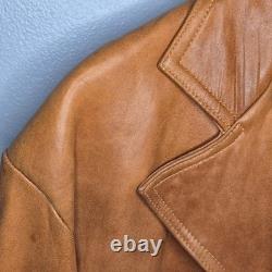 Vintage 1970s Tan Genuine Leather Western Blazer Coat Made in Mexico 44 Tijuana
