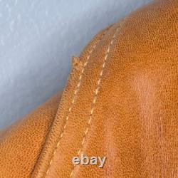Vintage 1970s Tan Genuine Leather Western Blazer Coat Made in Mexico 44 Tijuana