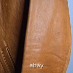 Vintage 1970s Tan Genuine Leather Western Blazer Coat Made in Mexico 44 Tijuana
