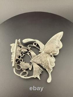 Vintage 1970s Western Belt Buckle Large Enameled Butterfly Rhinestones 4 Rare