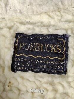 Vintage 1974 Sears Roebucks Western Denim & Sherpa Jean Jacket Men's Large USA