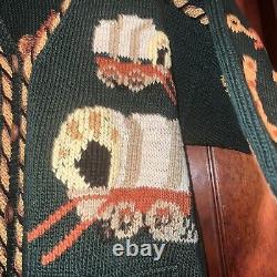 Vintage 1989 Berek Marta D Handknit Western Horse Theme Sweater Fits Like Large