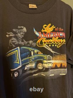 Vintage 1990 Last Of The American Cowboys Black Shirt Trucker Western Size XXL