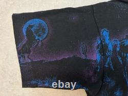 Vintage 1990s 90s Midnight Horses Horse Western Cowboy All Over Print T-Shirt, L