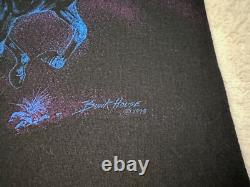 Vintage 1990s 90s Midnight Horses Horse Western Cowboy All Over Print T-Shirt, L