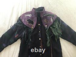 Vintage 1990s Santa Fe Re-Creations Purple Leather Trench Coat Denver Sz Large