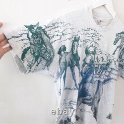 Vintage 1990s all over horse print single stitch T-shirt size large
