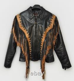 Vintage 2 Tone 90's FRINGED Soft Milled Leather WESTERN JACKET Coachella Rodeo