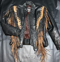 Vintage 2 Tone 90's FRINGED Soft Milled Leather WESTERN JACKET Coachella Rodeo