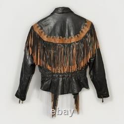 Vintage 2 Tone 90's FRINGED Soft Milled Leather WESTERN JACKET Coachella Rodeo