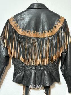 Vintage 2 Tone 90's FRINGED Soft Milled Leather WESTERN JACKET Coachella Rodeo