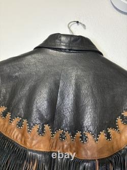 Vintage 2 Tone 90's FRINGED Soft Milled Leather WESTERN JACKET Coachella Rodeo